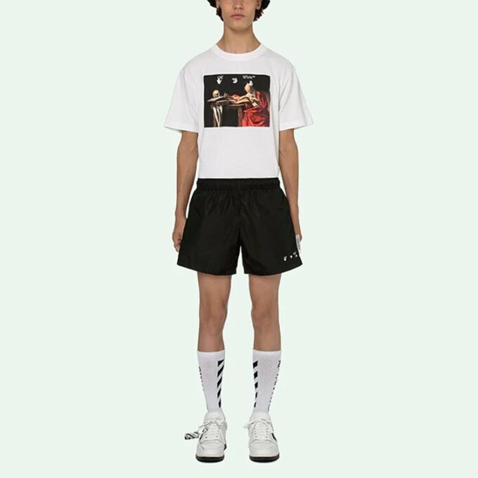 Pantalones Cortos con logotipo Off-White para hombre SS21, negros