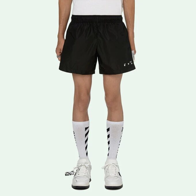 Pantalones Cortos con logotipo Off-White para hombre SS21, negros