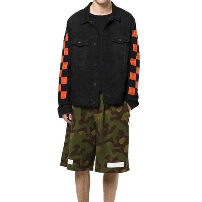 Pantalones Cortos de algodón de camuflaje para hombre Off-White, verde militar