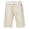 Pantalones Cortos de Algodón Rectos con Botones en la Cintura y Color Liso para Hombre de Off-White, Color Blanco Cremoso