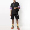 Pantalones Cortos de chándal con rayas diagonales SS21 para hombre, negros