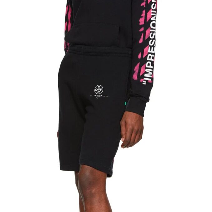Pantalones cortos de chándal negros con estampado Diag de Virgil Abloh para hombre