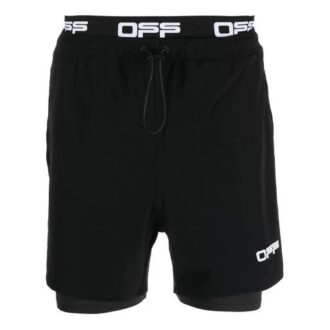 Pantalones Cortos de ciclismo de talle alto con letras sueltas para hombre Off-White SS21, negros