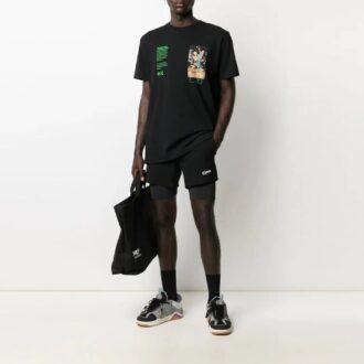 Pantalones Cortos de ciclismo de talle alto con letras sueltas para hombre Off-White SS21, negros