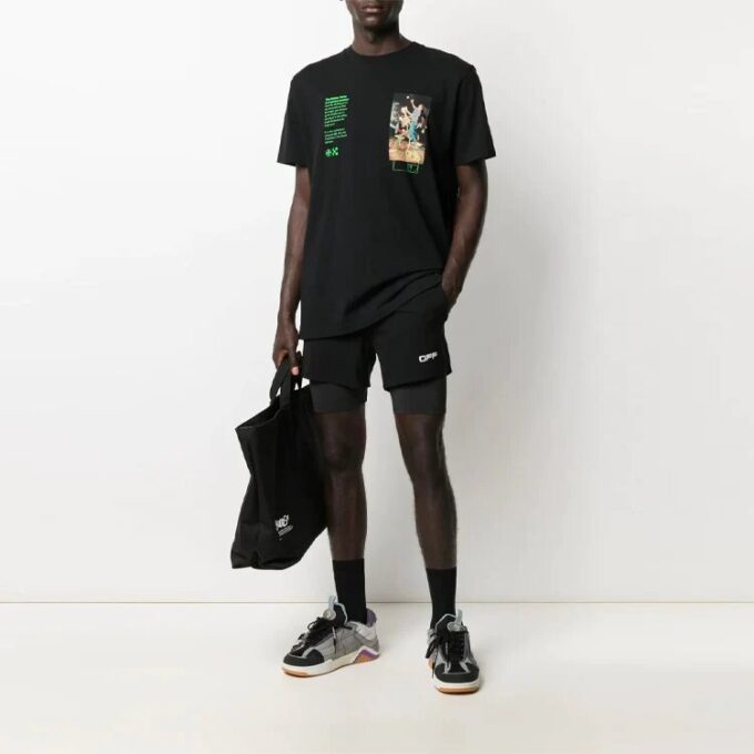Pantalones Cortos de ciclismo de talle alto con letras sueltas para hombre Off-White SS21, negros
