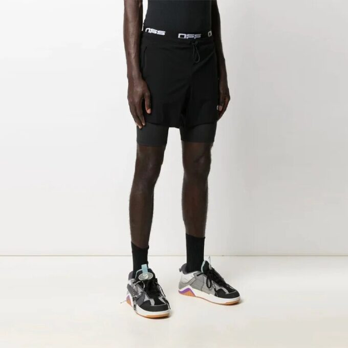 Pantalones Cortos de ciclismo de talle alto con letras sueltas para hombre Off-White SS21, negros