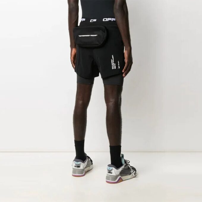 Pantalones Cortos de ciclismo de talle alto con letras sueltas para hombre Off-White SS21, negros