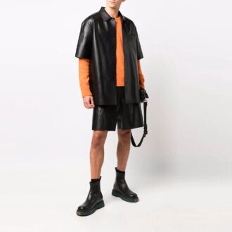 Pantalones Cortos de Cuero para Hombre Off-White SS21, corte holgado, negros