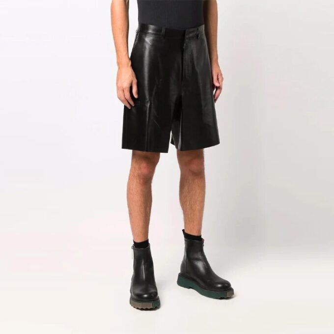 Pantalones Cortos de Cuero para Hombre Off-White SS21, corte holgado, negros