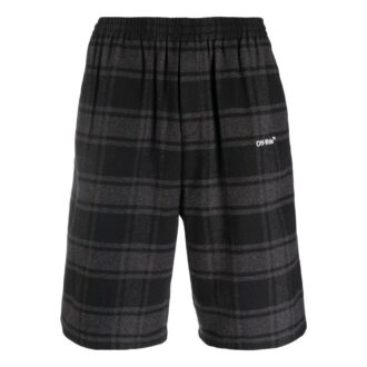Pantalones Cortos de estampado de cuadros «Negro Gris»