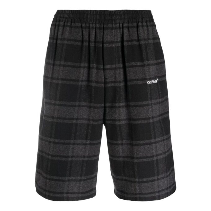 Pantalones Cortos de estampado de cuadros «Negro Gris»