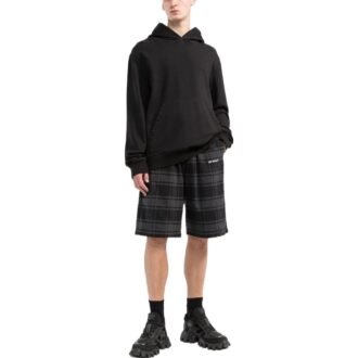 Pantalones Cortos de estampado de cuadros «Negro Gris»