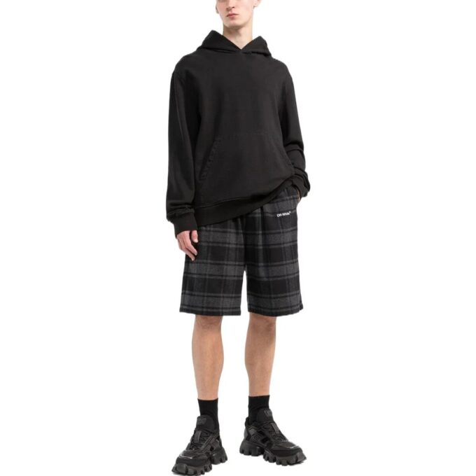 Pantalones Cortos de estampado de cuadros «Negro Gris»