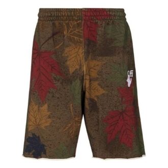 Pantalones Cortos de hombre con estampado de flechas y camuflaje de hojas FW20, color caqui/verde
