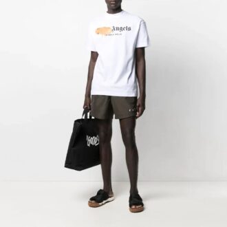Pantalones Cortos de hombre con logotipo de la temporada primavera-verano 2021, corte ajustado, marrón