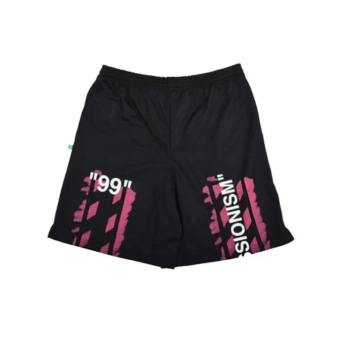 Pantalones Cortos de malla con estampado diagonal negros para hombre de Virgil Abloh