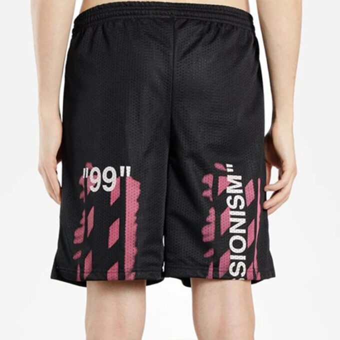 Pantalones Cortos de malla con estampado diagonal negros para hombre de Virgil Abloh