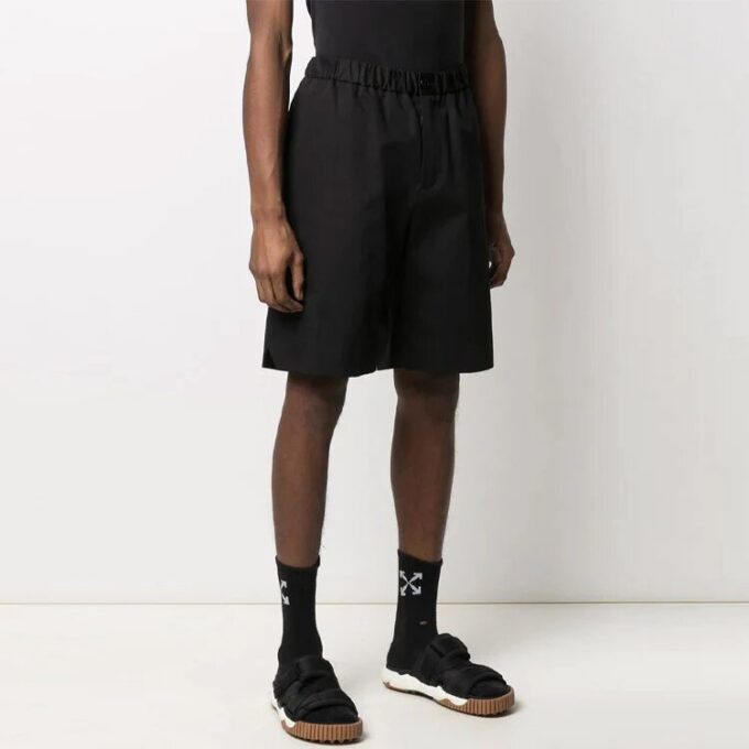 Pantalones Cortos de verano 2021 con botones y letras, corte holgado, negros