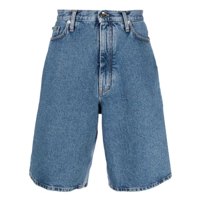 Pantalones Cortos Denim de color liso con estampado de flechas para hombre Off-White FW22, azul