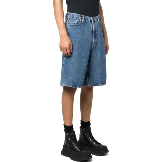 Pantalones Cortos Denim de color liso con estampado de flechas para hombre Off-White FW22, azul