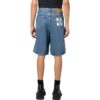 Pantalones Cortos Denim de color liso con estampado de flechas para hombre Off-White FW22, azul
