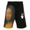 Pantalones Cortos deportivos con aplique de Mona Lisa para hombre, negros