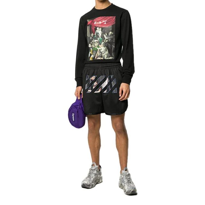 Pantalones Cortos deportivos con estampado Caravaggio FW20 para hombre, negros