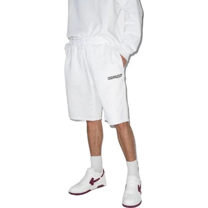 Pantalones Cortos deportivos con estampado de flechas FW21, corte holgado, blancos