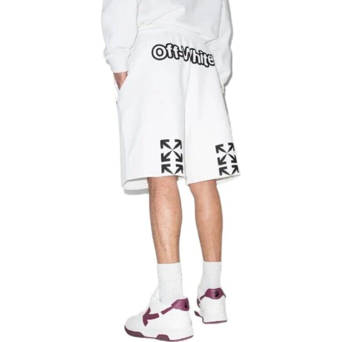 Pantalones Cortos deportivos con estampado de flechas FW21, corte holgado, blancos
