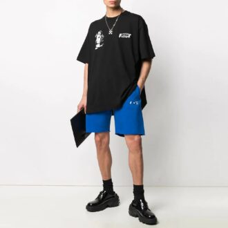 Pantalones Cortos deportivos con estampado de logotipo, versión ajustada, azul