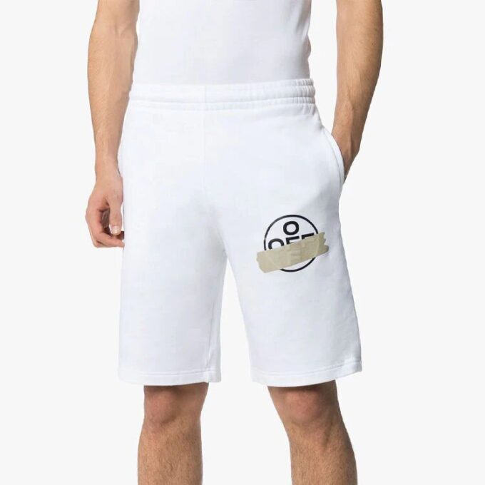 Pantalones Cortos deportivos con logo estampado, blancos
