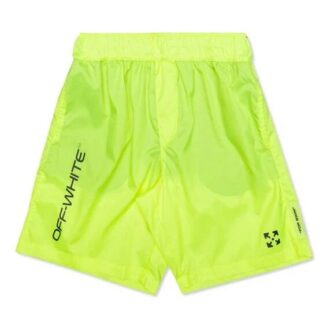 Pantalones Cortos deportivos de hombre Off-White con logotipo en la cintura C/O VIRGIL ABLOH, amarillo fluorescente Pantalones Cortos deportivos de hombre Off-White con logotipo en la cintura C/O VIRGIL ABLOH, amarillo fluorescente