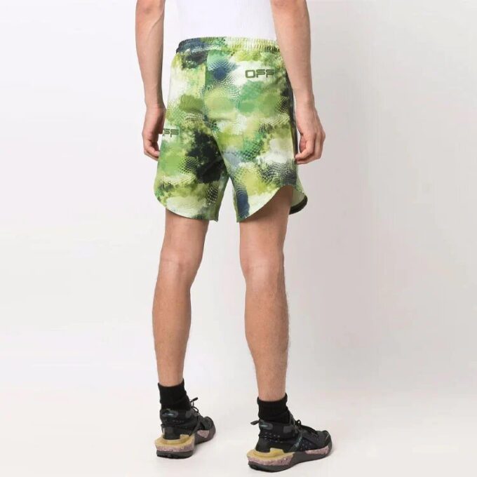 Pantalones Cortos deportivos de punto con logo para hombre Off-White, corte holgado, verde