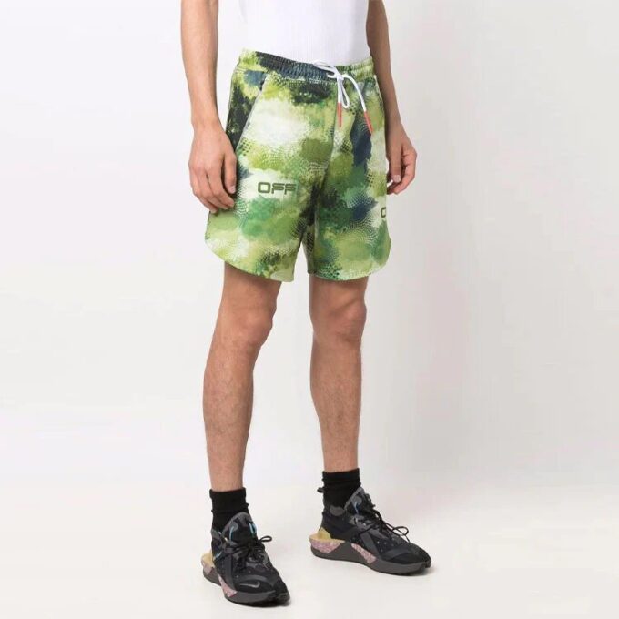 Pantalones Cortos deportivos de punto con logo para hombre Off-White, corte holgado, verde