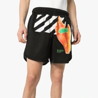 Pantalones Cortos deportivos negros con logotipo Off-White para hombre Pantalones Cortos deportivos negros con logotipo Off-White para hombre