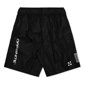 Pantalones Cortos deportivos Off-White para hombre C/O VIRGIL ABLOH con logotipo en la cintura, negros Pantalones Cortos deportivos Off-White para hombre C/O VIRGIL ABLOH con logotipo en la cintura, negros