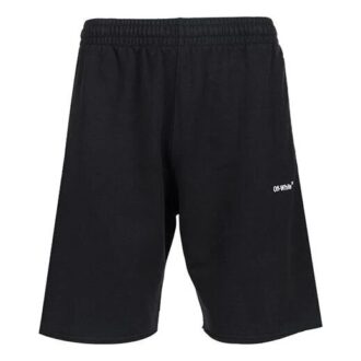 Pantalones Cortos deportivos Off-White para hombre de la colección primavera-verano 2022 con estampado del logotipo, versión en negro Pantalones Cortos deportivos Off-White para hombre de la colección primavera-verano 2022 con estampado del logotipo, versión en negro