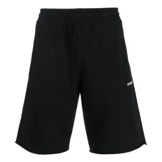 Pantalones Cortos deportivos Off-White para hombre FW22 de color liso con estampado de logotipo y cintura elástica, versión estándar, negros