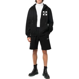 Pantalones Cortos deportivos Off-White para hombre FW22 de color liso con estampado de logotipo y cintura elástica, versión estándar, negros