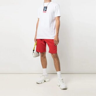 Pantalones Cortos deportivos rectos con estampado del logotipo de la temporada primavera-verano 2021, versión roja