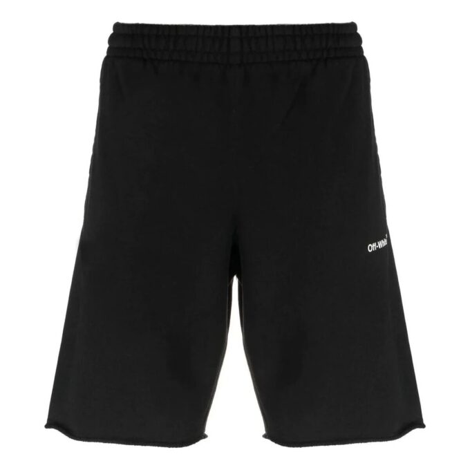 Pantalones Cortos deportivos rectos con logo de cadena y flecha, negros