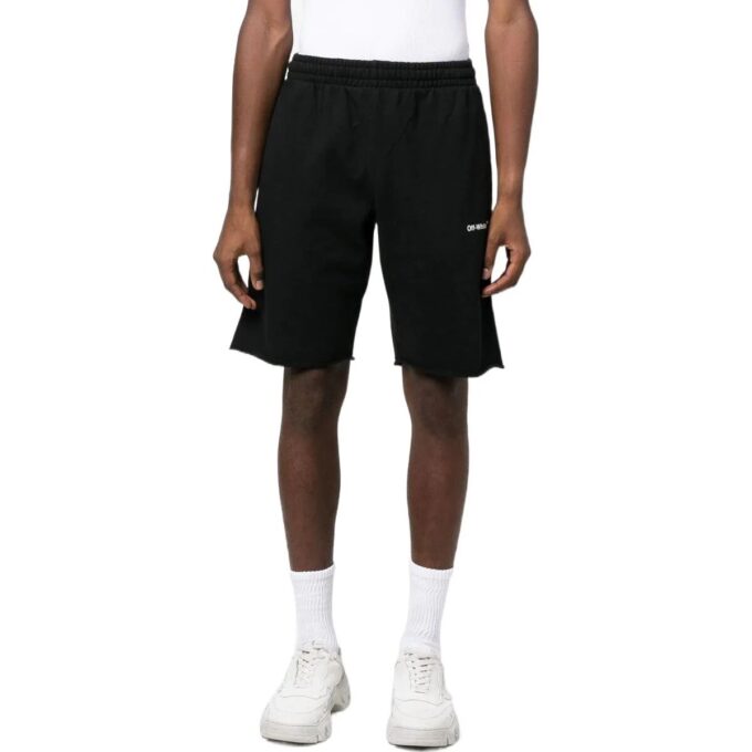Pantalones Cortos deportivos rectos con logo de cadena y flecha, negros