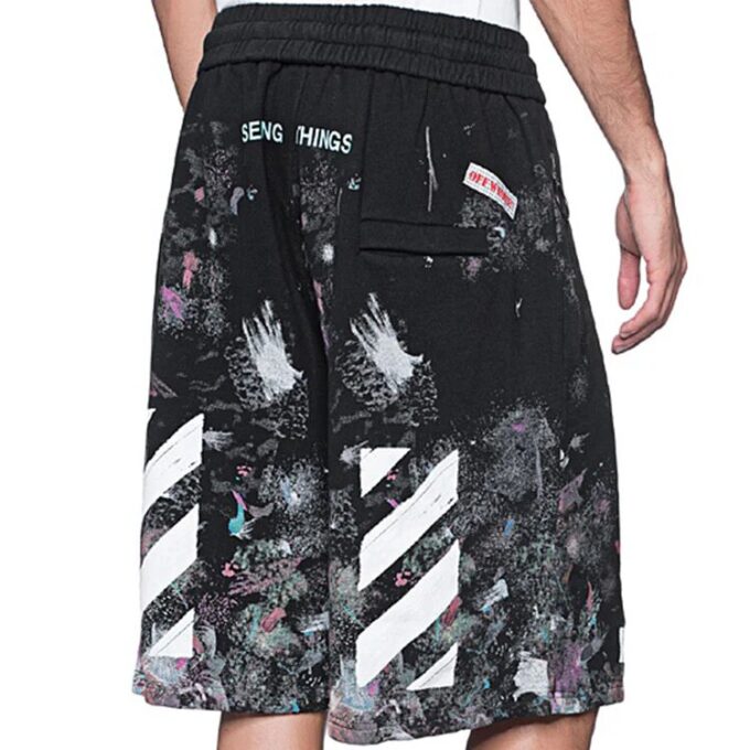 Pantalones Cortos con estampado de salpicaduras de tinta, negros