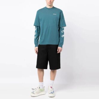 Pantalones Cortos hasta la rodilla con estampado de logotipo «Negro»