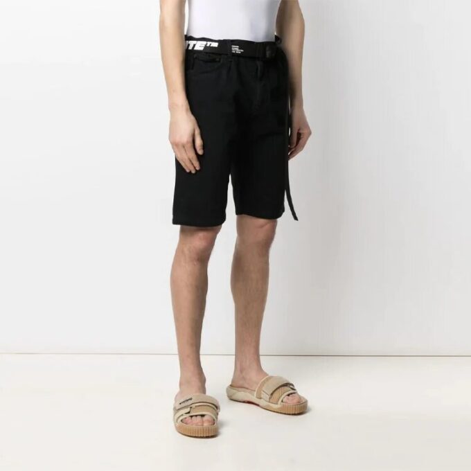 Pantalones Cortos informales con diseño de cinturón con letras FW21, versión en negro