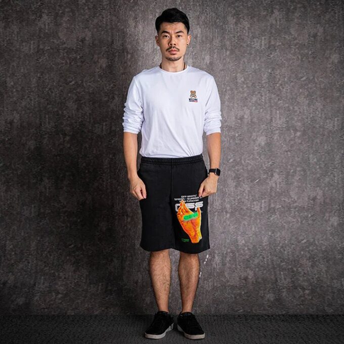 Pantalones Cortos Informales con Estampado, versión negra