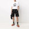 Pantalones Cortos informales de algodón con estampado completo de letras FW21, versión negra