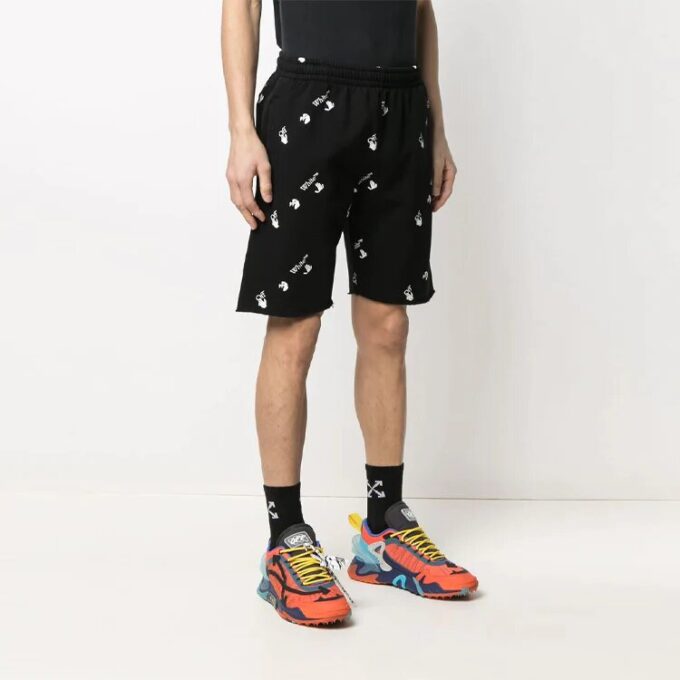 Pantalones Cortos informales de algodón con estampado completo de letras FW21, versión negra