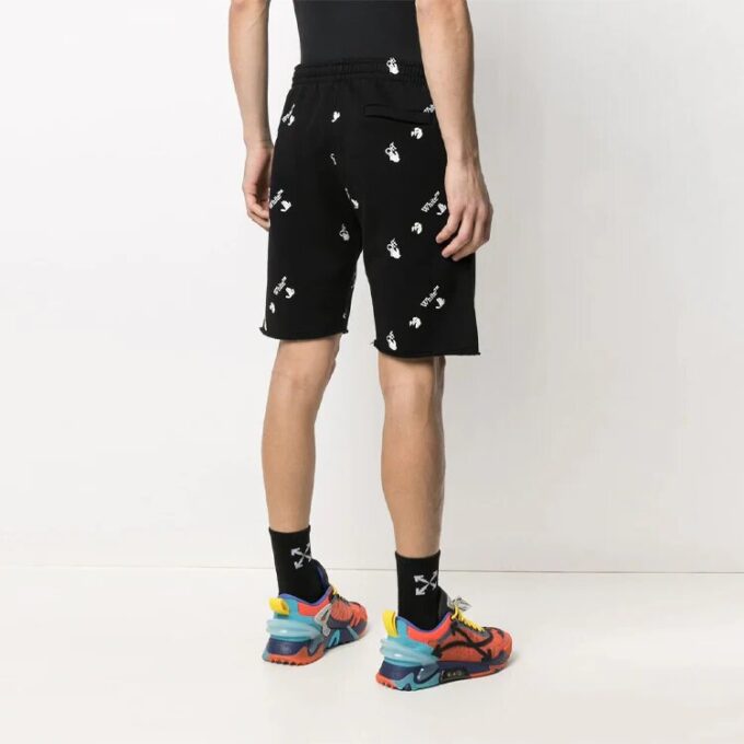 Pantalones Cortos informales de algodón con estampado completo de letras FW21, versión negra