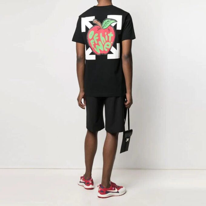 Pantalones Cortos Informales de Manga Corta con Estampado de Flecha y Manzana SS21, Versión Estándar, Negro